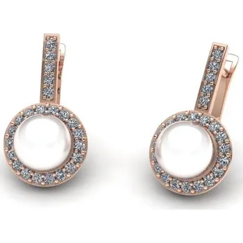 Náušnice Náušnice s bílou Perlou a brilianty NP20001 Materiál: Červené zlato 14kt