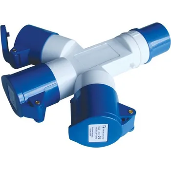 Elektrická zásuvka Tracon TICS-1023 Průmyslový rozbočovač 16A, IN 1x2P+E 6h, OUT 3x2P+E 6h, IP44 (Tracon TICS-1023)