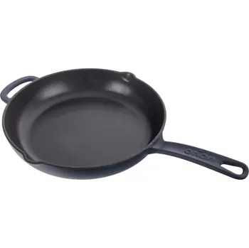 Orion Pánev litina smaltovaná 26 cm 113218, modro-šedá, madlo+výlevky (Orion 113218 Masivní litinová pánev o průměru 26 cm)