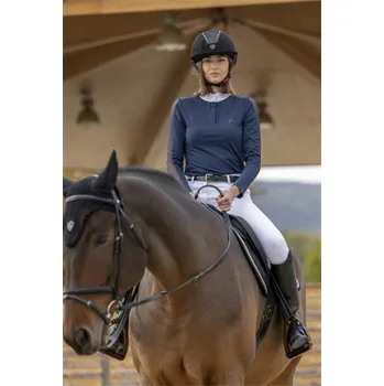 Dámské závodní triko Equitheme Pekin s dlouhým rukávem, modré - vel. L