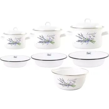 Hrnec Marex Sada smaltovaného nádobí Olymp Levandule 7-mi dílná