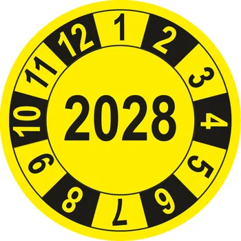 Samolepící etiketa Kontrolní kolečko 12 - 2028 samolepící vinylová fólie 40 mm aršík 10 kusů
