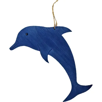 Vánoční dekorace Drewal Dřevěná závěsná dekorace, výřez Delfín modrý