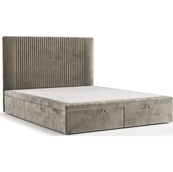 Postel Béžová čalouněná dvoulůžková postel s úložným prostorem 160x200 cm Mavel – Maison de Rêve ID_1712384