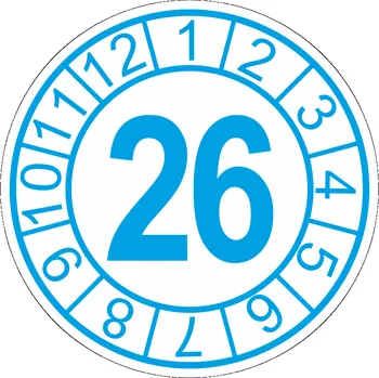 Samolepící etiketa Kontrolní kolečko s datem - 26 samolepící vinylová fólie 40 mm aršík 10 kusů