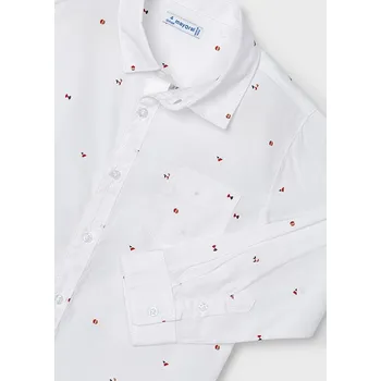 Oblečení a móda Mayoral košile s límečkem 4110 světle modrá barva: bílá, Rozměr: 122