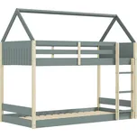 Domečková/patrová dětská postel s roštem 90x190 cm v přírodní barvě/šedozelená Valka – Marckeric ID_1597844