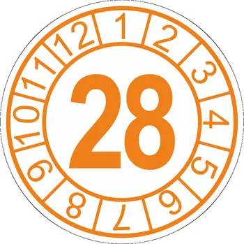 Samolepící etiketa Kontrolní kolečko s datem - 28 samolepící vinylová fólie 40 mm aršík 10 kusů