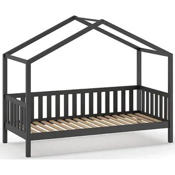 Dětská postel Antracitová domečková dětská postel z borovicového dřeva 90x200 cm DALLAS – Vipack ID_1564196