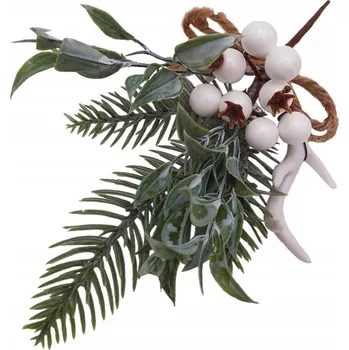 umělá květina Umělá Větvička ovocná ZIMNÍ dekorativní DIY bílé bobule 22 cm