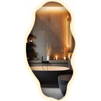 Zrcadlo Ozdobné LED Zrcadlo do Koupelny Nepravidelného Tvaru Premium - Připraveno k Montáži