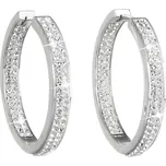 Stříbrné náušnice kruhy s krystaly Swarovski bílý kruh 31122.1