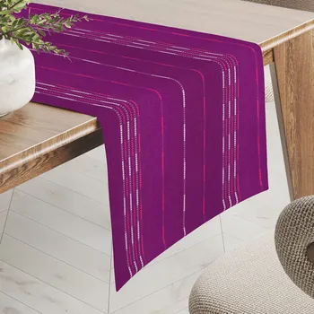 ubrus Bavlněný běhoun na stůl Olivia OL-002 Proužky na fialovém 20x120 cm
