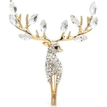 Brož B-TOP Brož Jelen s krystaly Druh barvy: Zlatá
