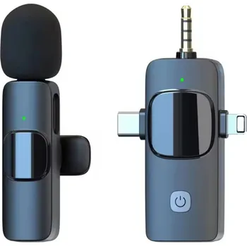 Mikrofon pro Apple iPhone / iPad / Android - USB-C / Lightning / 3,5mm jack - bezdrátové spojení - černý