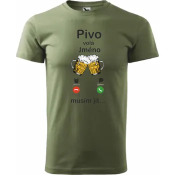 Pánské tričko ON-DESIGN Tričko pánské PIVO VOLÁ Velikost: 4XL, Barva: khaki