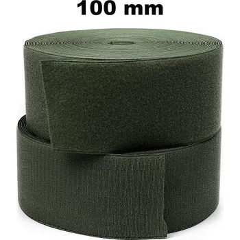 Zip Pásek na suchý zip našívací Háček a Smyčka set Khaki 100 mm x 25 bm