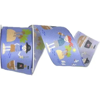 Stuha Stuha taftová LITTLE PIRAT 40mm x 2m (Stuha dětská, taftová, jednostranný potisk, s vetkaným vlascem v lemu)
