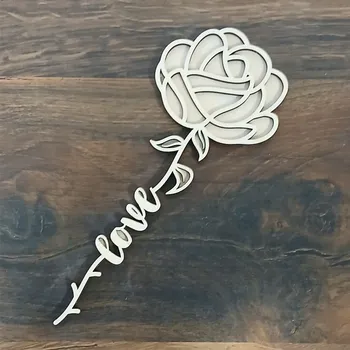 umělá květina Dřevěná růže z lásky LOVE