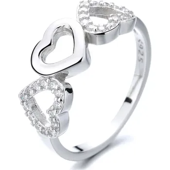 Prsten Stříbrný prsten tři srdce se zirkony DALILA Velikost:9 (EU: 59-61) Ag/; ≤2,32 g 10079_9