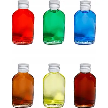 Obraz Skleněná láhev placatka lahvička 100 ml s uzávěrem / 6 Ks
