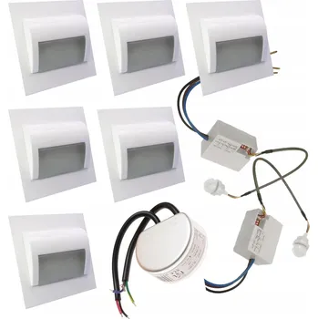 Bodové svítidlo SADA 6x LED schodišťové svítidlo + 2 čidla + napájecí zdroj