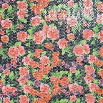 Tyl 22749 květinový vzor, průhledné flitry, š.120/135