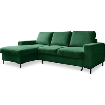 Pohovka Tmavě zelená manšestrová rozkládací rohová pohovka (levý roh) Lofty Lilly – Miuform ID_1681344