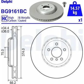 Brzdový kotouč Brzdový kotouč DELPHI BG9161BC
