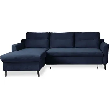 Pohovka Tmavě modrá sametová rozkládací rohová pohovka Miuform Stylish Stan, levý roh ID_1407213