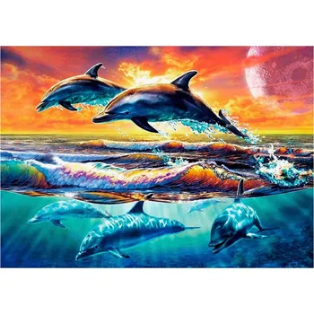 Diamantové malování Titanum Diamantové malování, obrázek, DELFÍNI PŘI ZÁPADU SLUNCE, 30x40cm, 1 bal.