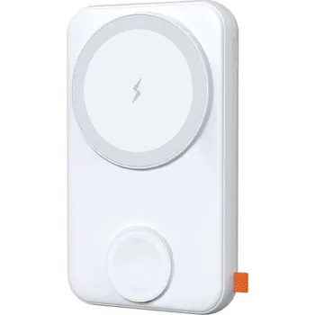 Powerbanka 2v1 MagSafe powerbanka pro iPhone a Apple Watch se stojánkem a LCD displejem 10000mAh Barva: Bílá