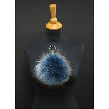 Špongr Kožešinová bambule - přívěšek na kabelku BAK208 modrá