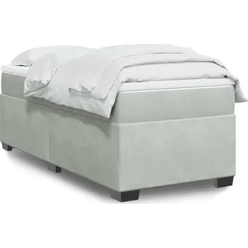 Postel vidaXL Box spring postel s matrací tmavě 90x190 cm samet [3285256] Barva: světle šedá