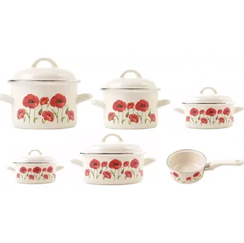 Hrnec Metalac Sada smaltovaného nádobí Mák, 6-ti dílná
