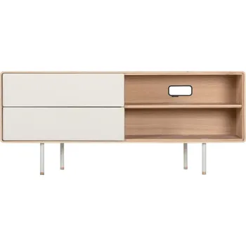 Televizní stolek TV stolek z dubového dřeva v bílo-přírodní barvě 150x64 cm Fina – Gazzda ID_1356727