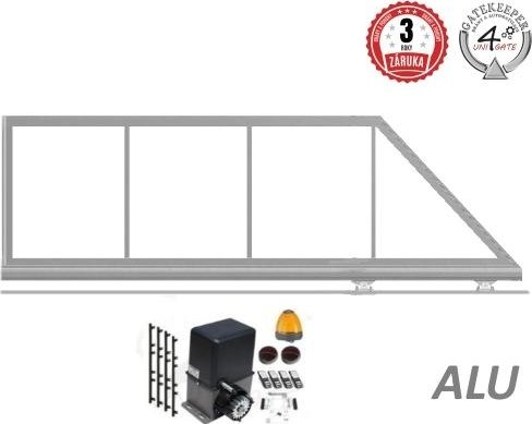 Posuvná samonosná brána vč. pohonu bez sloupků - 3000 x 1000-2000 mm