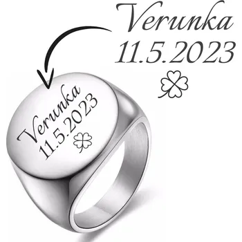 Prsten Šperky4U Personalizovaný ocelový prsten pečetní - velikost 60 - OPR320ST-60