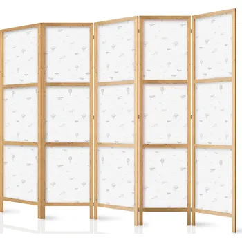 Paraván Japonský paraván - Letadla, balóny a vzducholodě proti nebi plnému ptáků Velikost: 225x172 cm