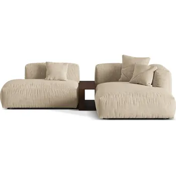 Pohovka Béžová sametová modulární rohová pohovka (pravý roh/s lenoškou) Martina – Micadoni ID_1722760