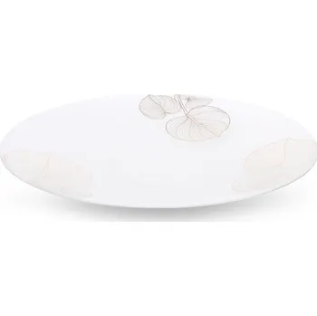 Talíř Dekorační bílo zlatý talíř BLANCA5 s motivem listů průměr 37 X 4 cm