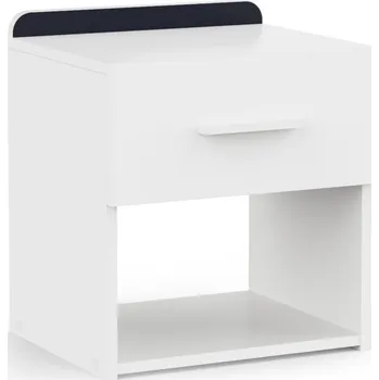 Noční stolek Noční stolek SOLMEN se zásuvkou, bílá/modrá nebo meruňková + vyzvednutí ZDARMA