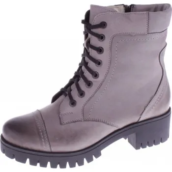 Dámské kozačky OBUV JANA ČR Boty JANA 272 šedé dámské kožené zimní polokozačky Velikost: 40