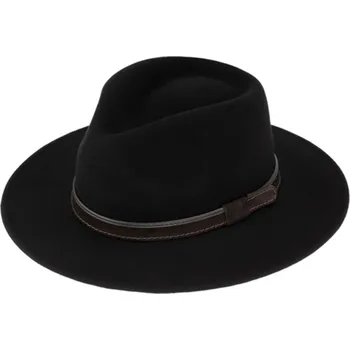 Klobouk Fiebig - Headwear since 1903 Cestovní klobouk vlněný od Fiebig - černý s koženou stuhou Velikost: 61 cm (XL)