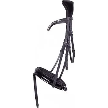 Kožená uzdečka QHP Indra, černá - vel. Full