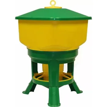 krmítko pro hospodářská zvířata Čtvercové krmítko Kubic, zeleno-žluté, 30 l/20 kg