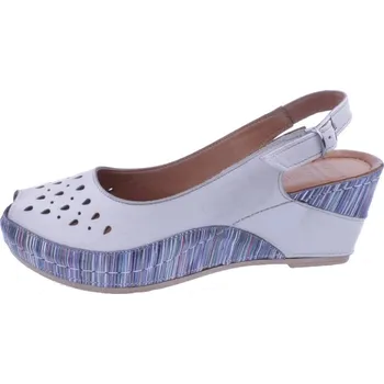 Dámské sandále KARYOKA Dámské kožené sandály Iber bež/modré Velikost: 41