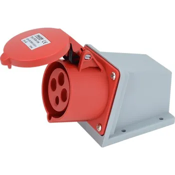 Elektrická zásuvka Tracon TICS-124 Nástěnná průmyslová zásuvka 32A, 400V, 3P+E, 6h, IP44 (Tracon TICS-124)