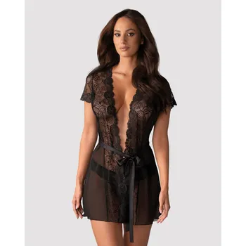 Dámský erotický župan Župan Obsessive ALLURIA PEIGNOIR černý L/XL - s kupónem KUP15 cena 739 Kč + extra diskrétní expedice