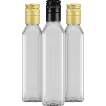 Láhev Láhev MARASCA ČTVEREC BEZBARVÁ 250ml na olej, likéry, víno, džus